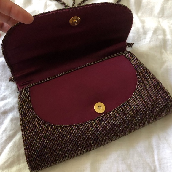 Vintage sequins Beaded Crossbody bag in dark purple - Picture 7 of 8